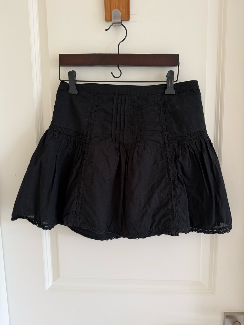 Divided Black Cotton Mini Skirt